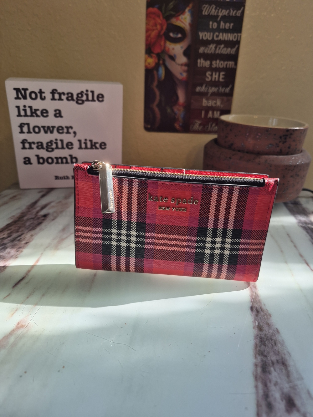 Kate Spade Spencer Foilaige Plaid Bifold Wallet